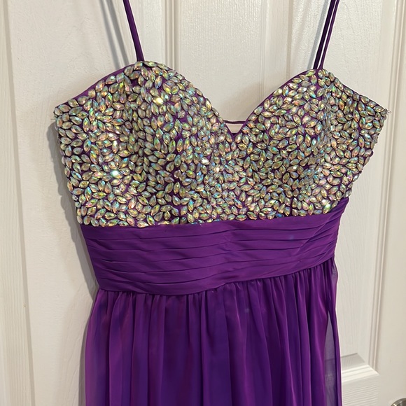 Purple Beaded Prom Dress - Picture 3 of 10